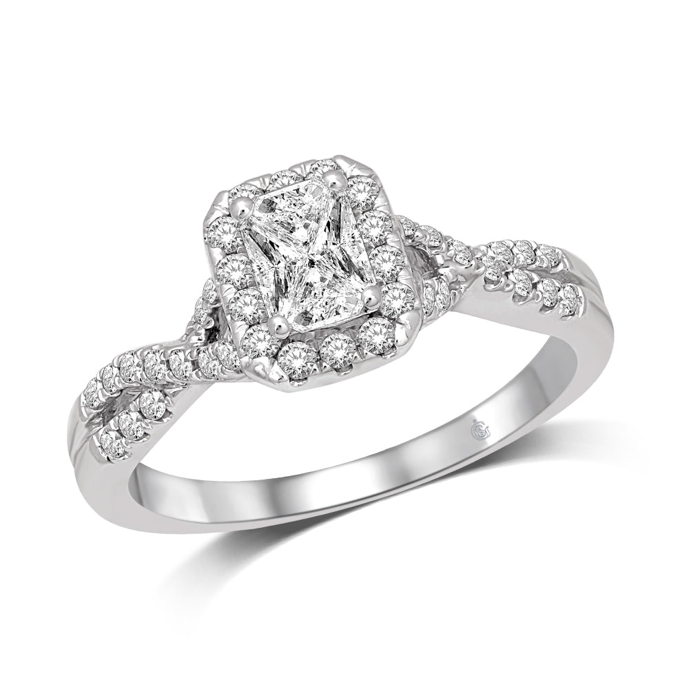 Lovecuts 14K White Gold 5/8 Ct.Tw.Diamond Engagement Ring