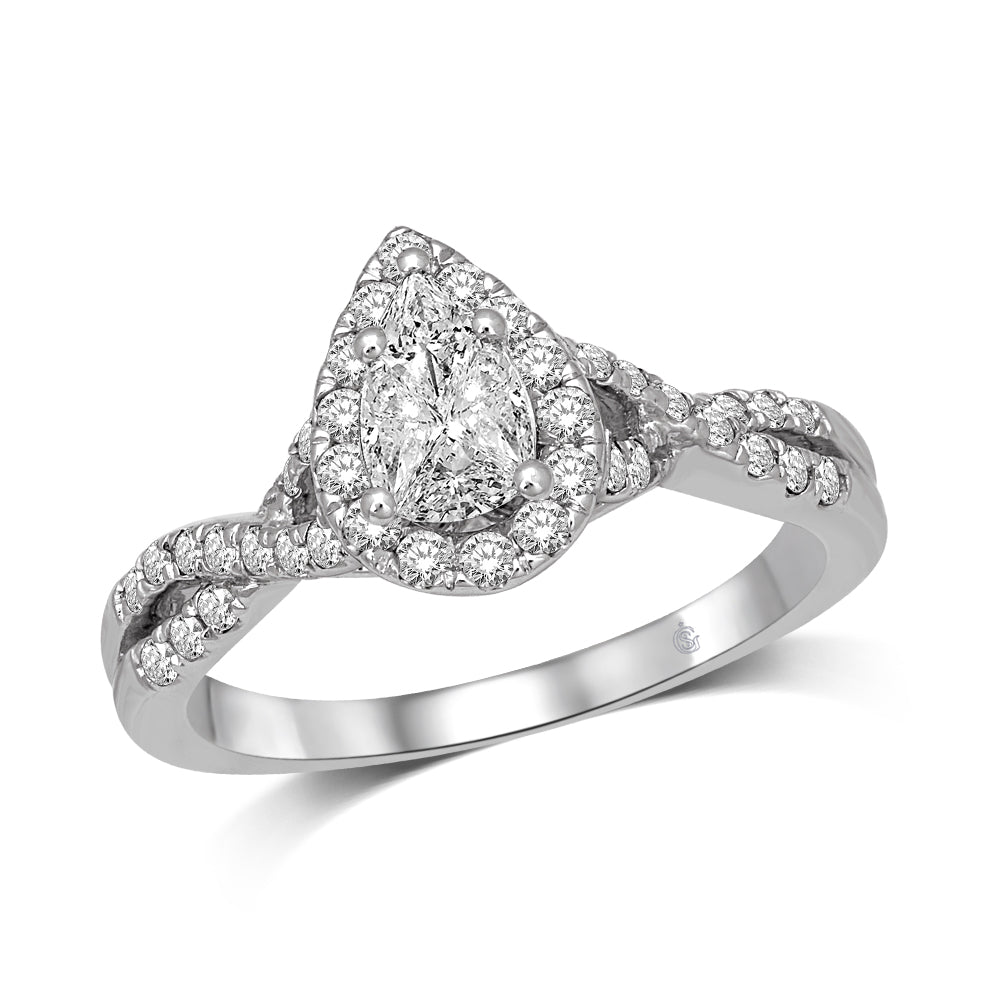 Lovecuts 14K White Gold 3/4 Ct.Tw.Diamond Engagement Ring