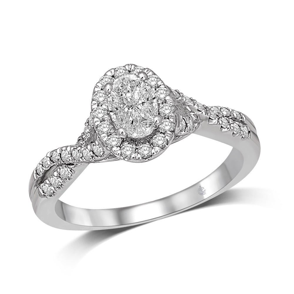 Lovecuts 14K White Gold 5/8 Ct.Tw.Diamond Engagement Ring