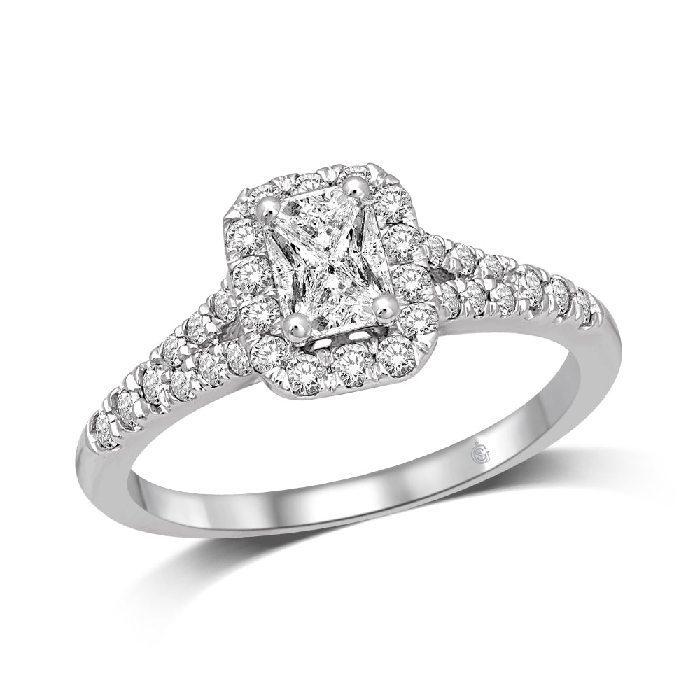 Lovecuts 14K White Gold 3/4 Ct.Tw.Diamond Engagement Ring