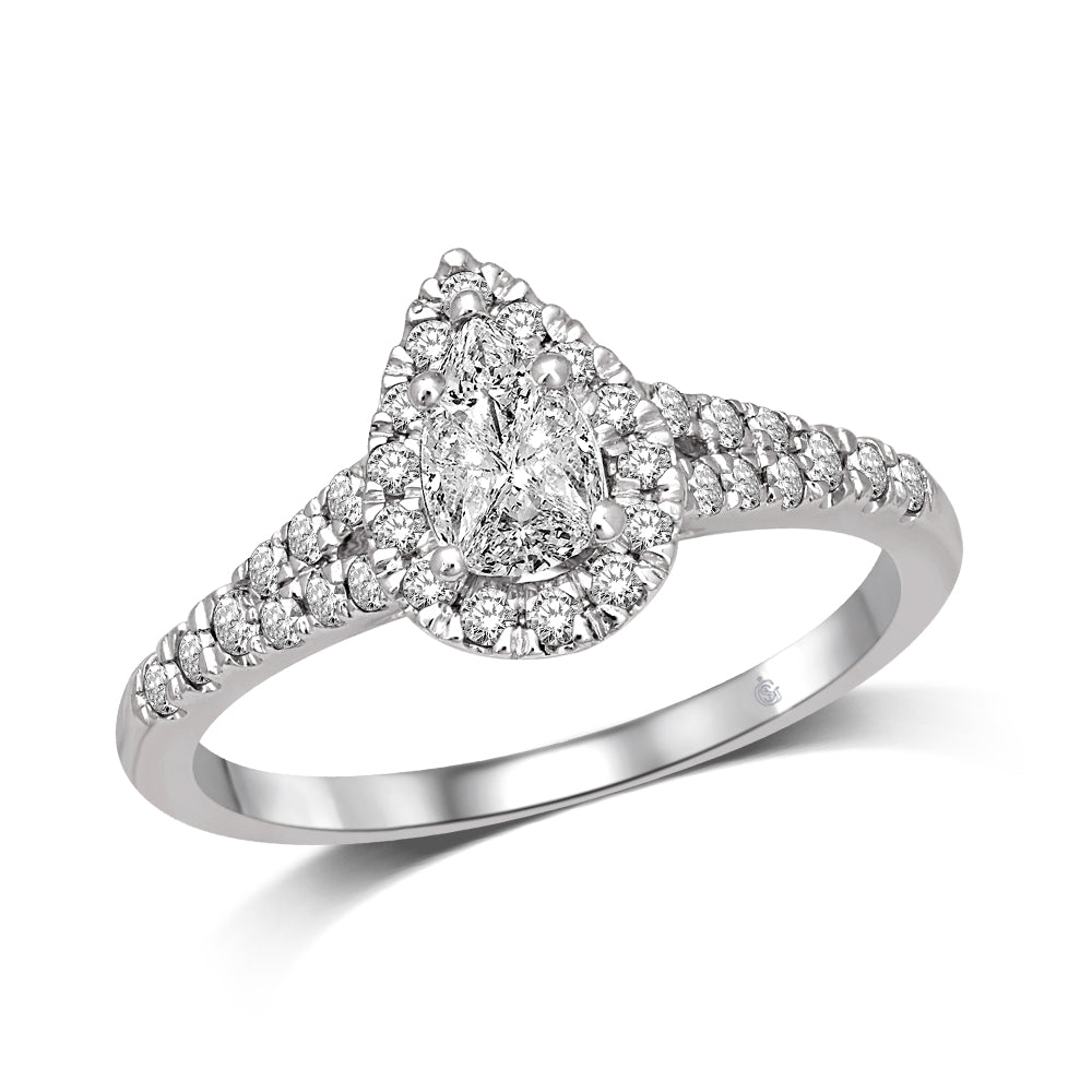 Lovecuts 14K White Gold 5/8 Ct.Tw.Diamond Engagement Ring