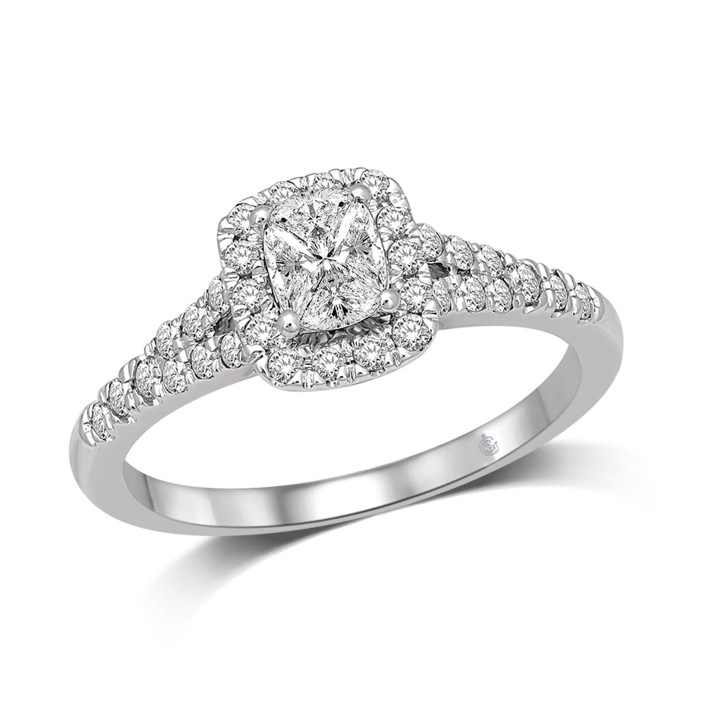 Lovecuts 14K White Gold 9/10 Ct.Tw.Diamond Engagement Ring