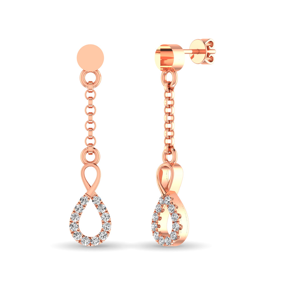 10K Rose Gold 1/10 Ct.Tw.Diamond Infinity Earrings