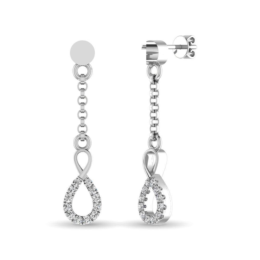 10K White Gold 1/10 Ct.Tw.Diamond Infinity Earrings