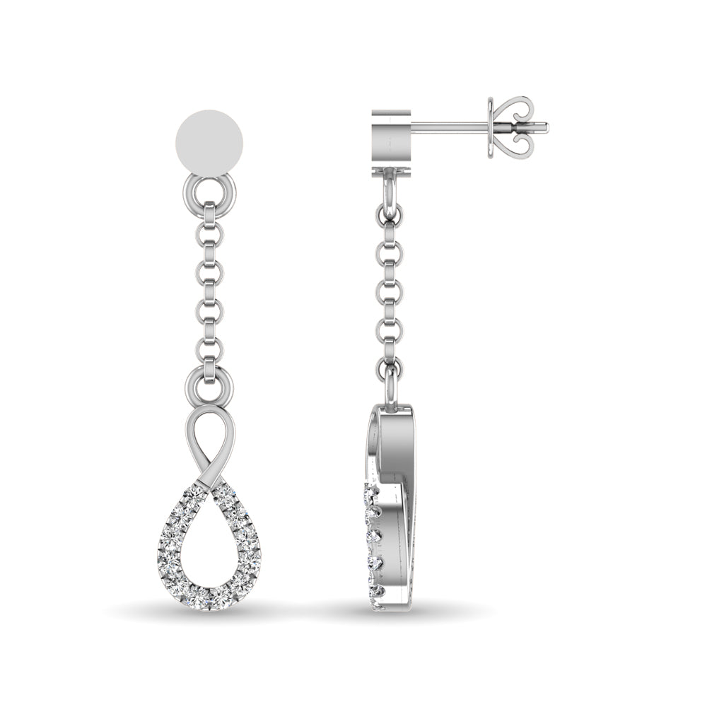 10K White Gold 1/10 Ct.Tw.Diamond Infinity Earrings