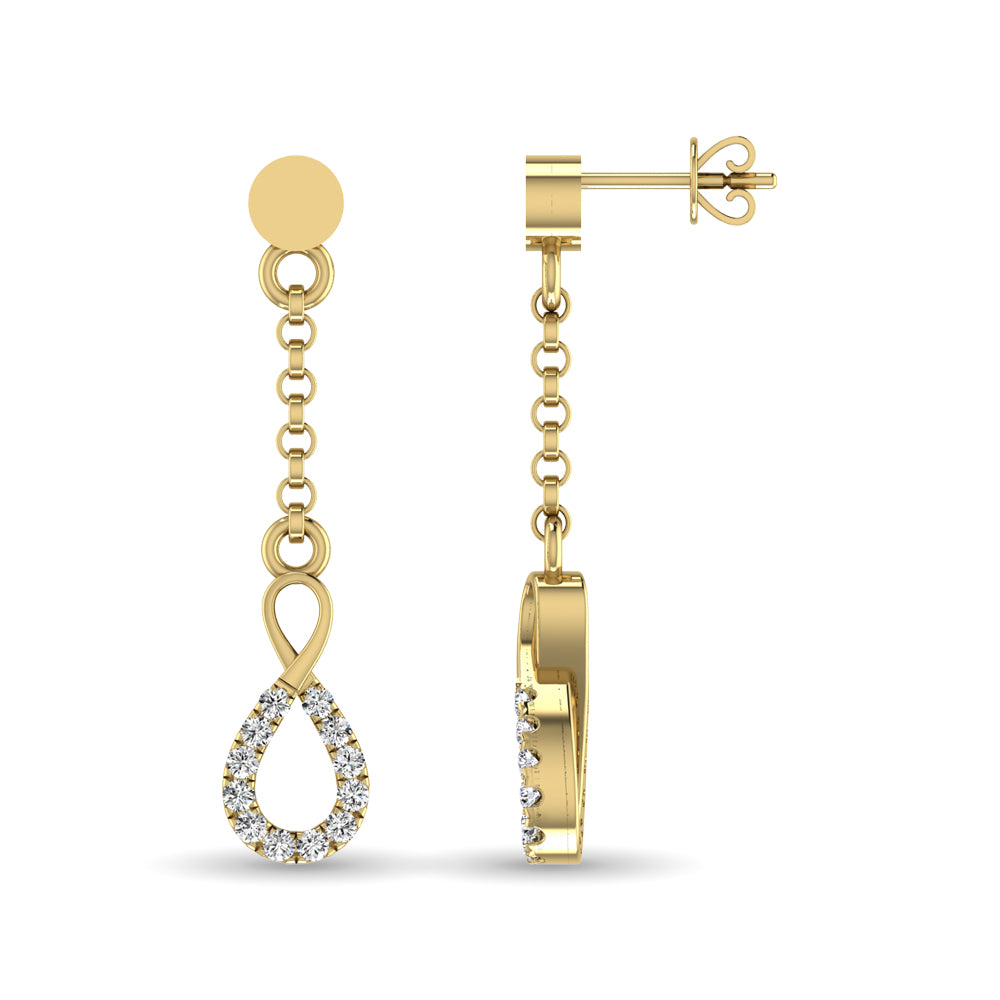 10K Yellow Gold 1/10 Ct.Tw.Diamond Dangler Earrings