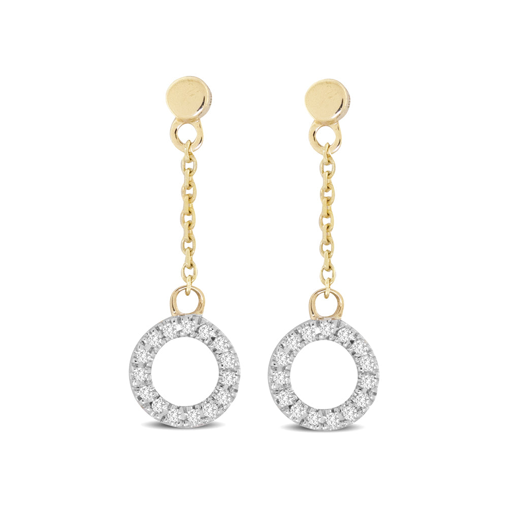 10K Yellow Gold 1/20 Ct.Tw.Diamond Dangler Earrings