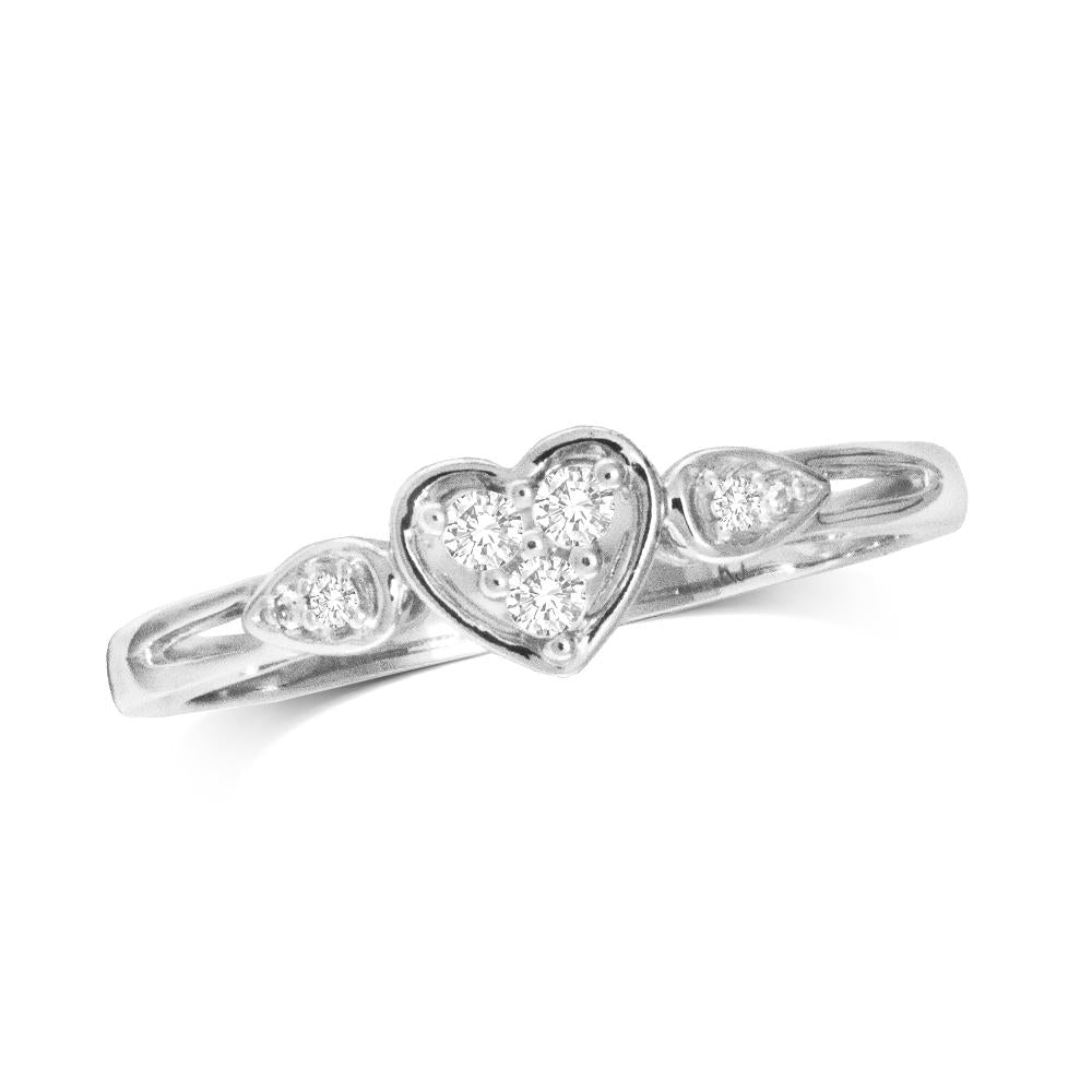 10K White Gold 1/10 Ct.Tw.Diamond Heart Ring