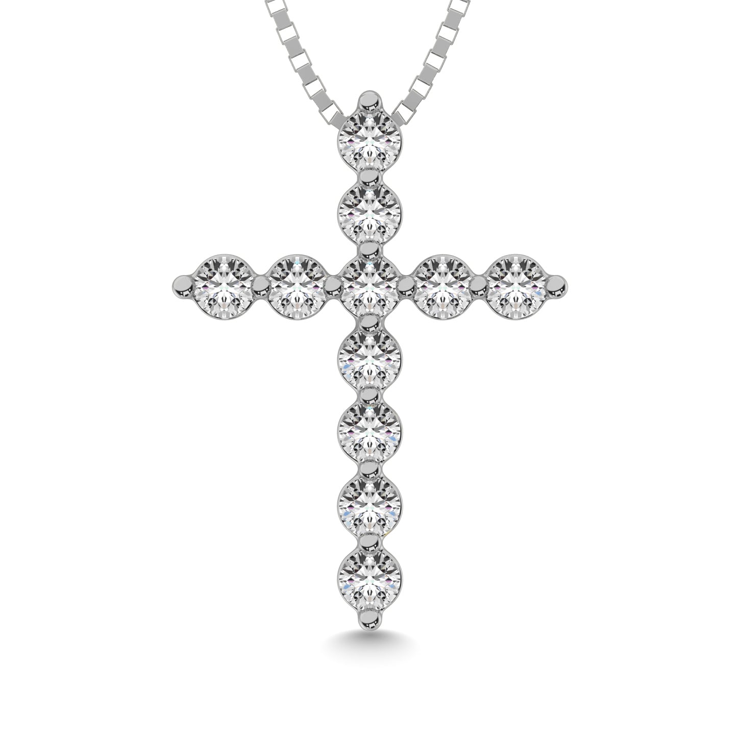 Shared Prong Diamond  1/5 Ct.Tw Cross Pendant.