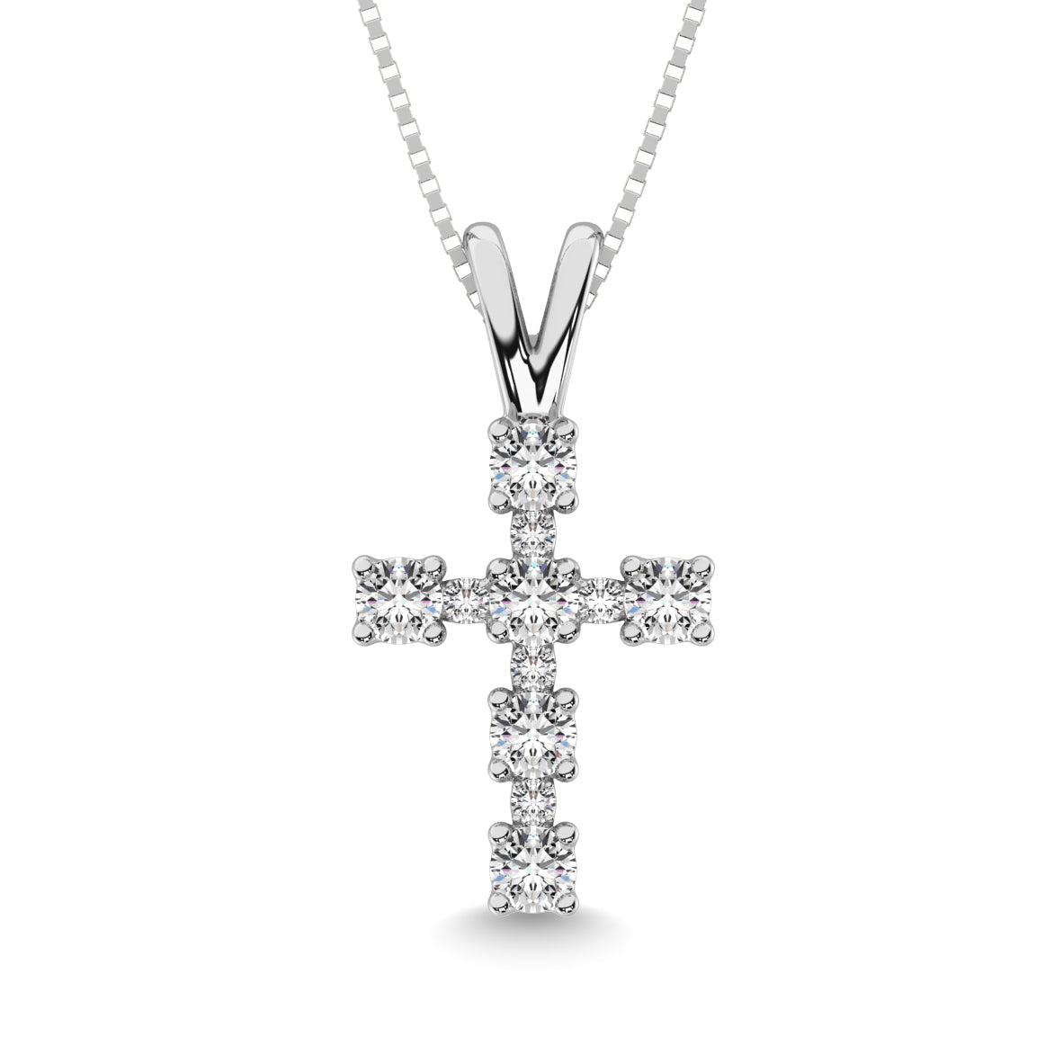 10K White Gold 1/4 Ct.Tw.Diamond Cross Pendant