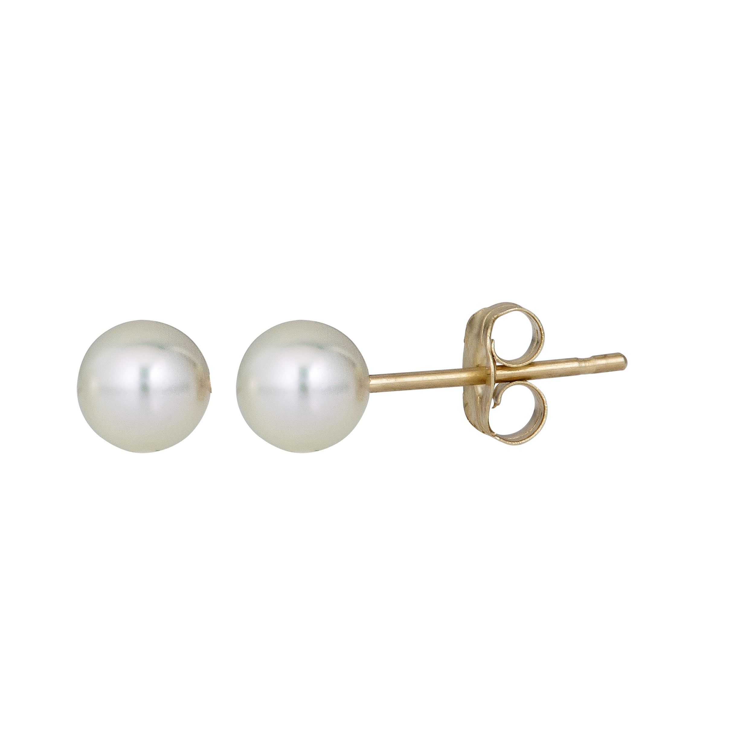 14K Yellow Gold  5MM Pearl Stud Earring