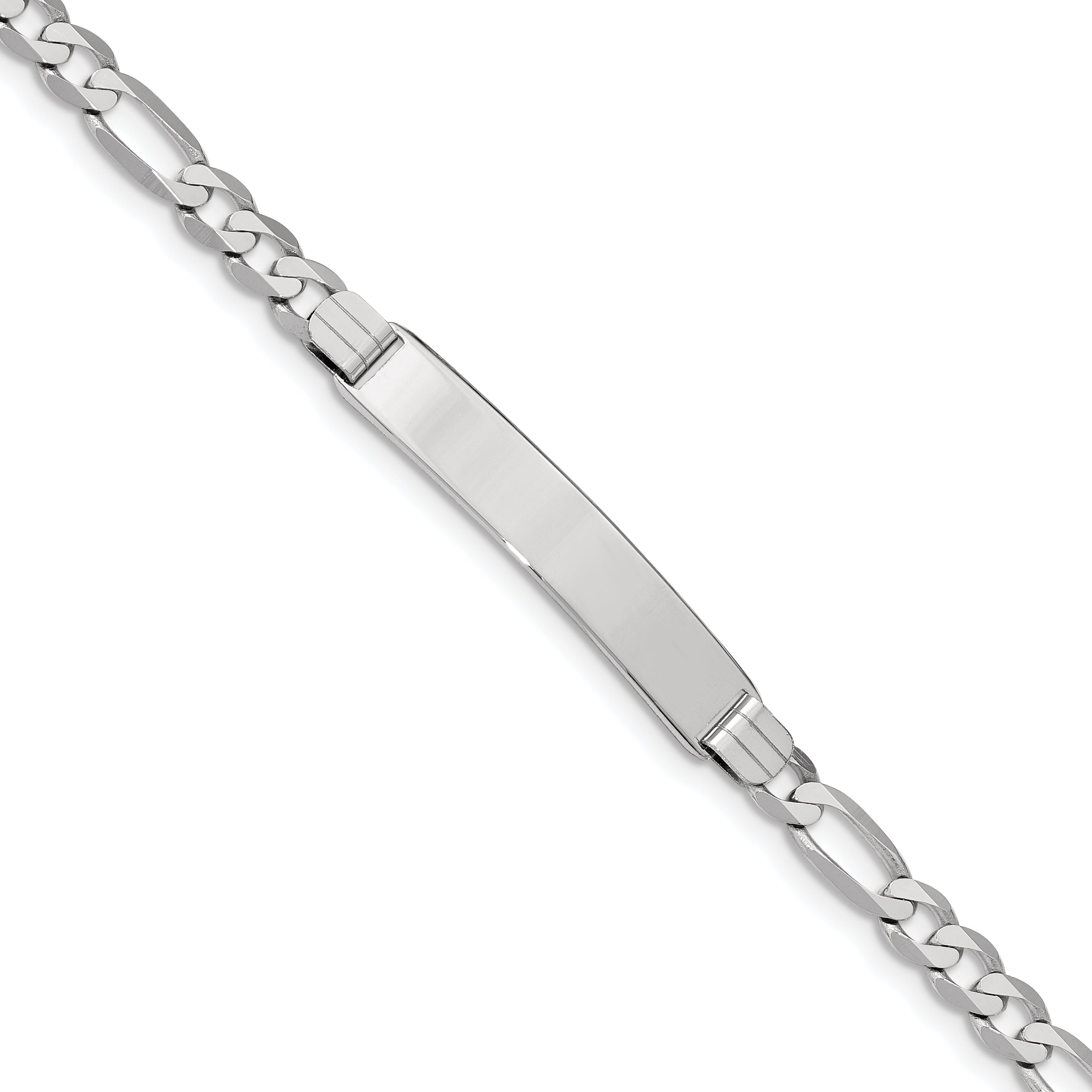 14k WG Figaro Link ID Bracelet