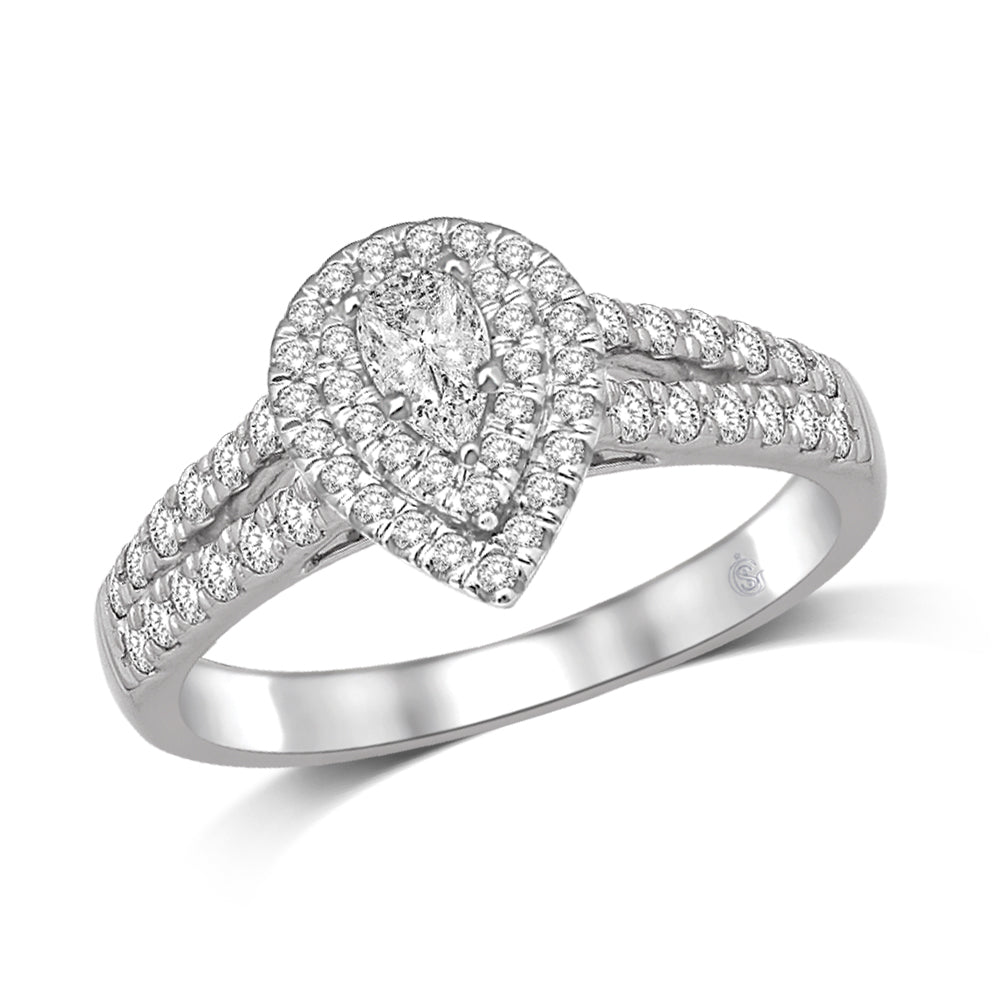 Lovecuts 14K White Gold 5/8 Ct.Tw.Diamond Engagement Ring