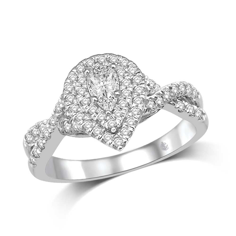 Lovecuts 14K White Gold 5/8 Ct.Tw.Diamond Engagement Ring