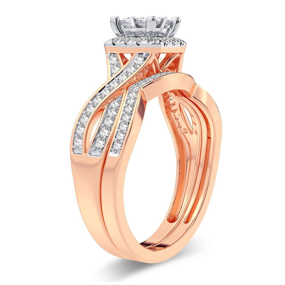 10K Rose Gold Gorgeous 0.61Ct Diamond Bridal Ring