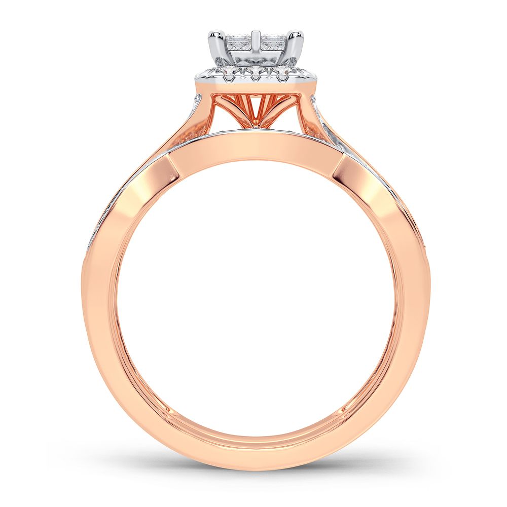 10K Rose Gold Gorgeous 0.61Ct Diamond Bridal Ring