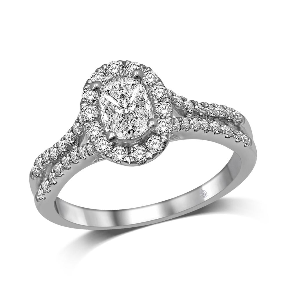 Lovecuts 14K White Gold 3/4 Ct.Tw.Diamond Engagement Ring