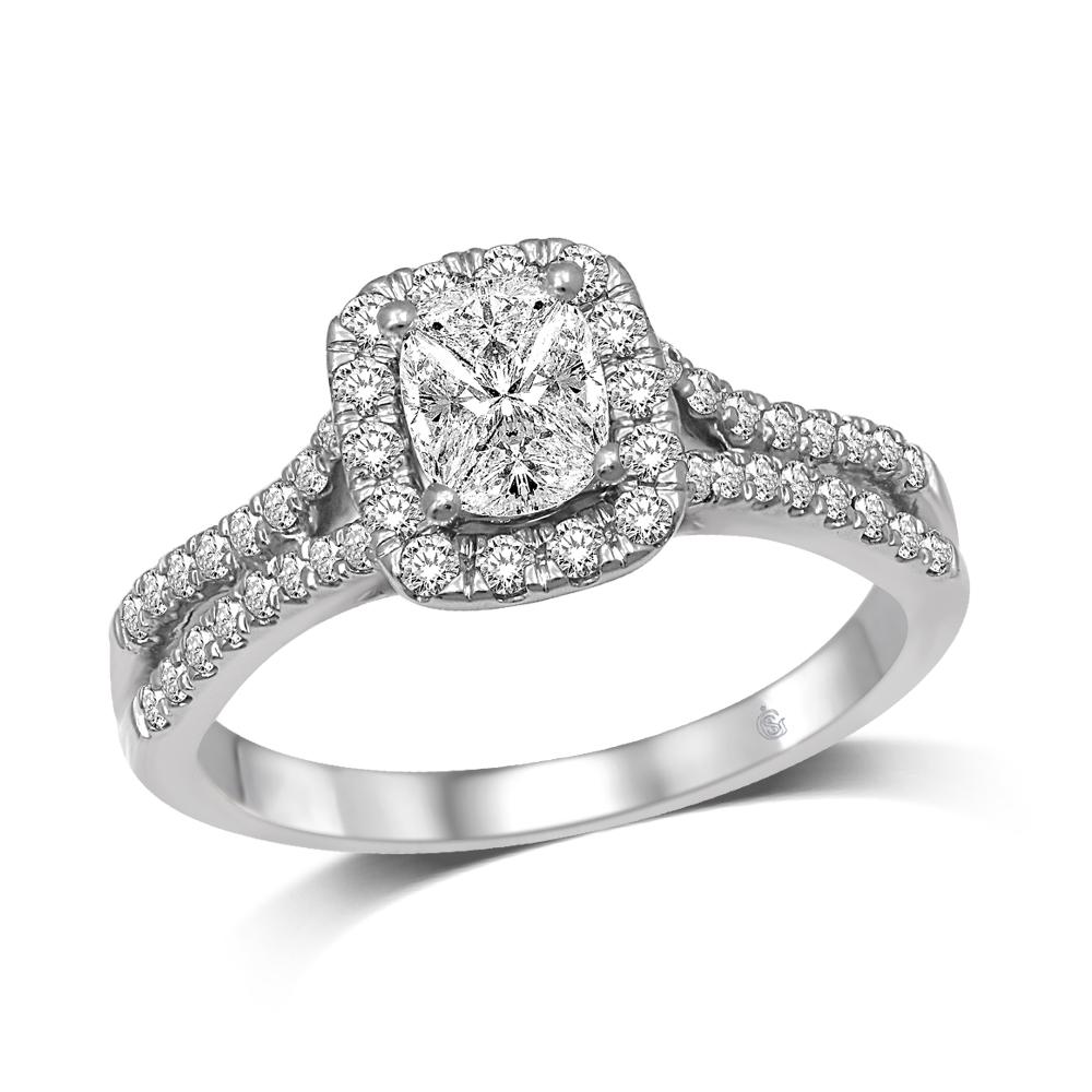 Lovecuts 14K White Gold 3/4 Ct.Tw.Diamond Engagement Ring