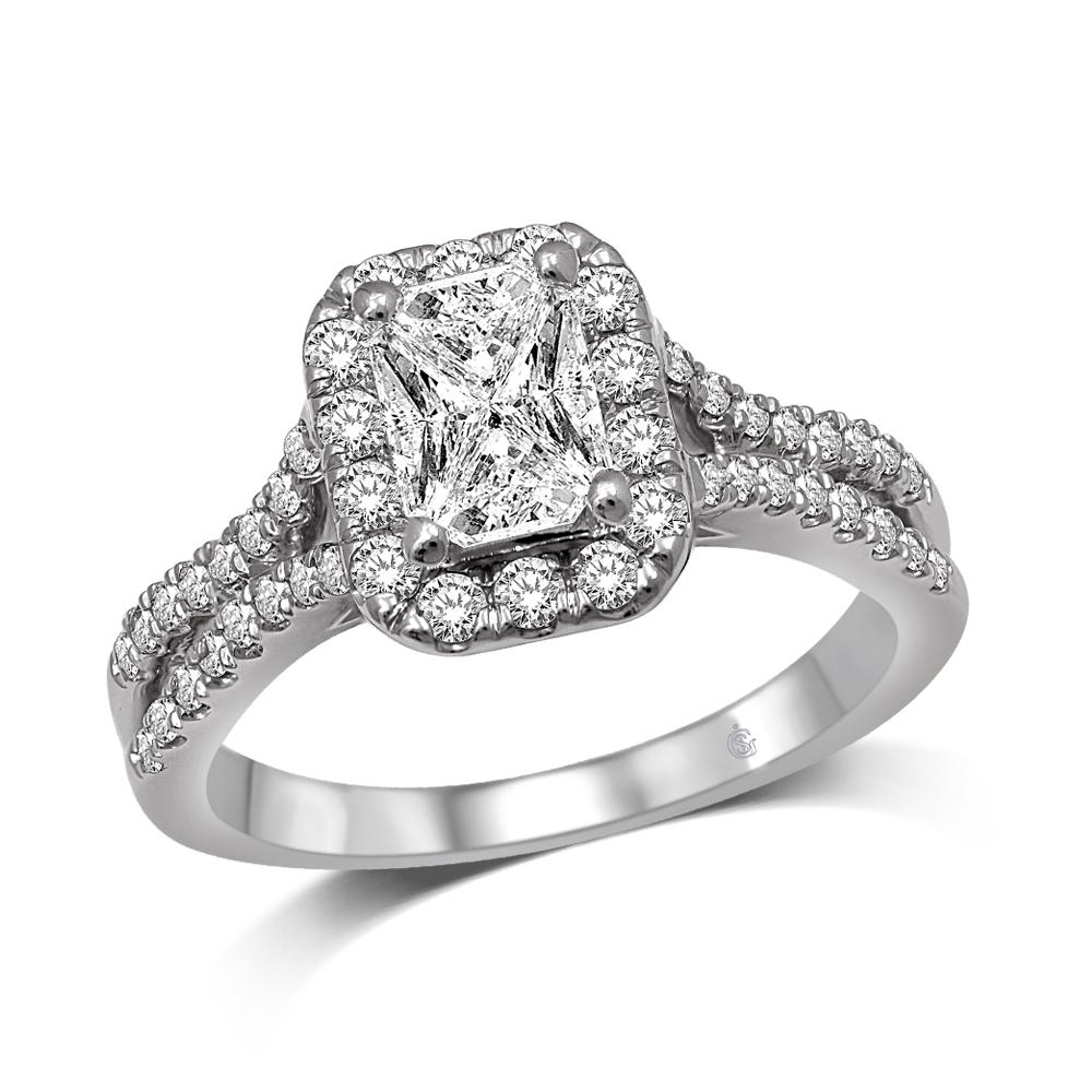 Lovecuts 14K White Gold 9/10 Ct.Tw.Diamond Engagement Ring