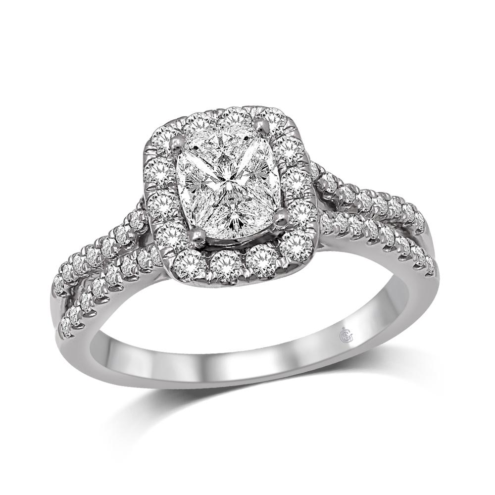 Lovecuts 14K White Gold 9/10 Ct.Tw.Diamond Engagement Ring