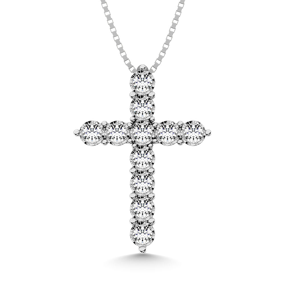 10K White Gold 1/10 Ct.Tw.Diamond Cross Pendant