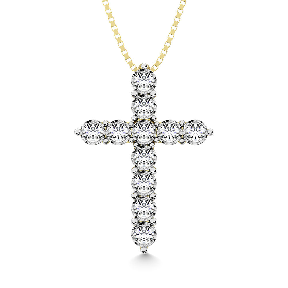 10K Yellow Gold 1/10 Ct.Tw.Diamond Cross Pendant