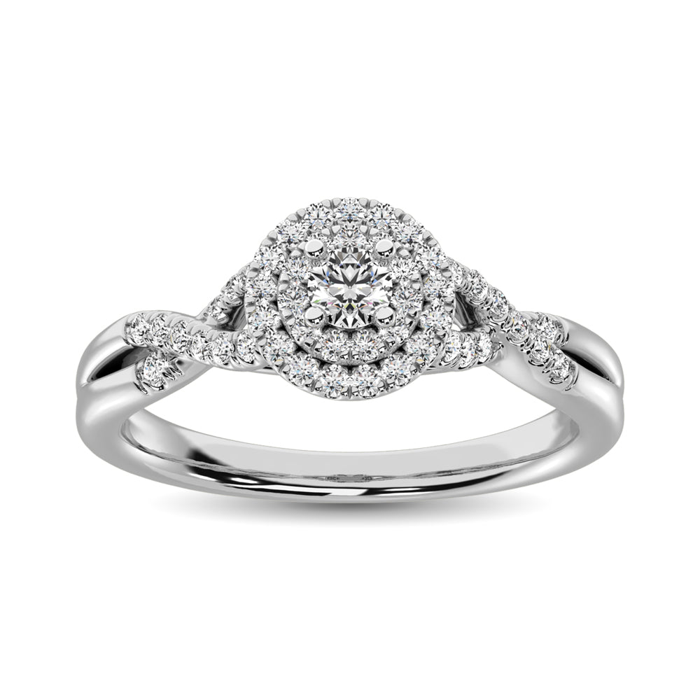 14K White Gold 1/3 Ctw Diamond Twisted Shank Engagement Ring