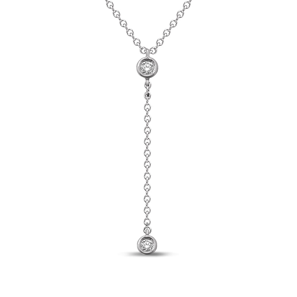 10K White Gold 1/20 Ct.Tw.Diamond Lariate Necklace