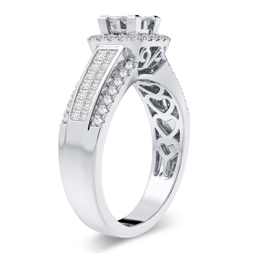 10K White Gold Elegant 0.93Ct Diamond Ring