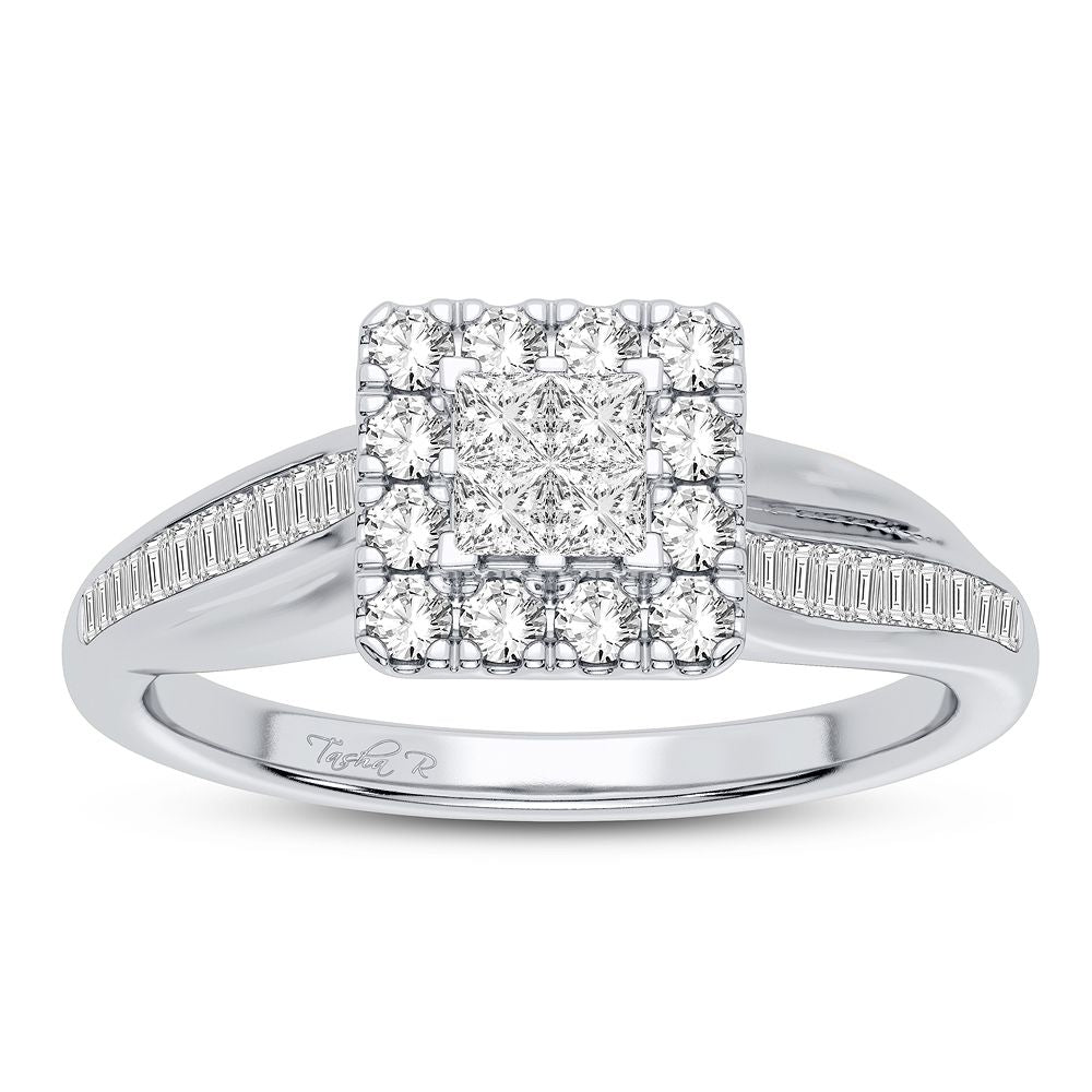 10K White Gold Elegant 0.50Ct Diamond Ring