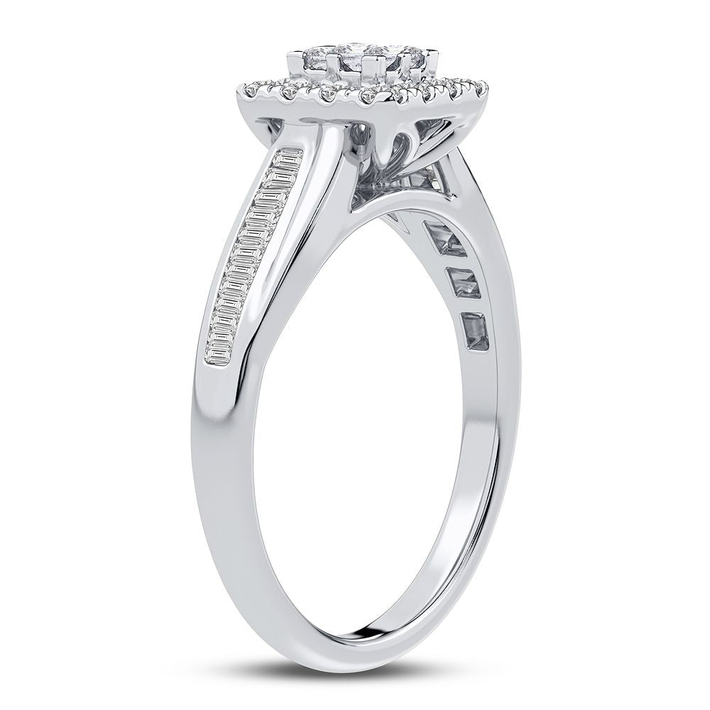 10K White Gold Elegant 0.50Ct Diamond Ring