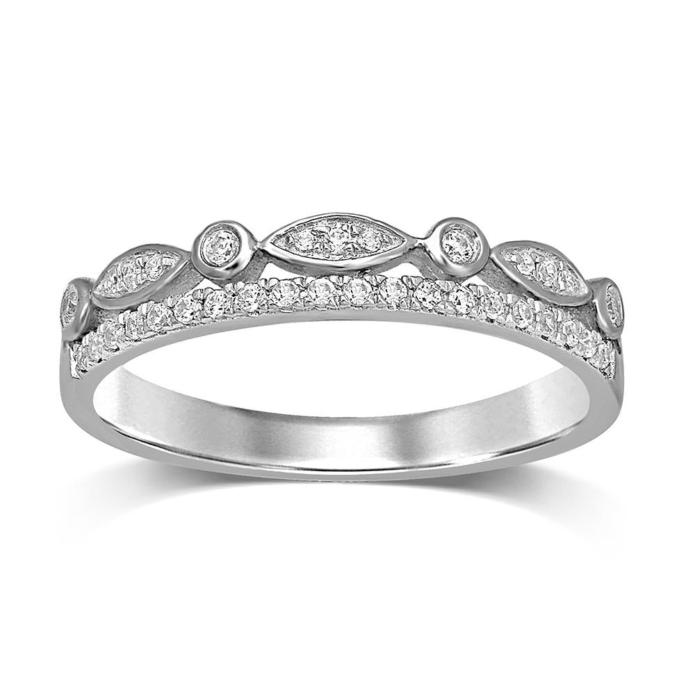 14K White Gold 1/6 Ct.Tw.Diamond Stackable Band