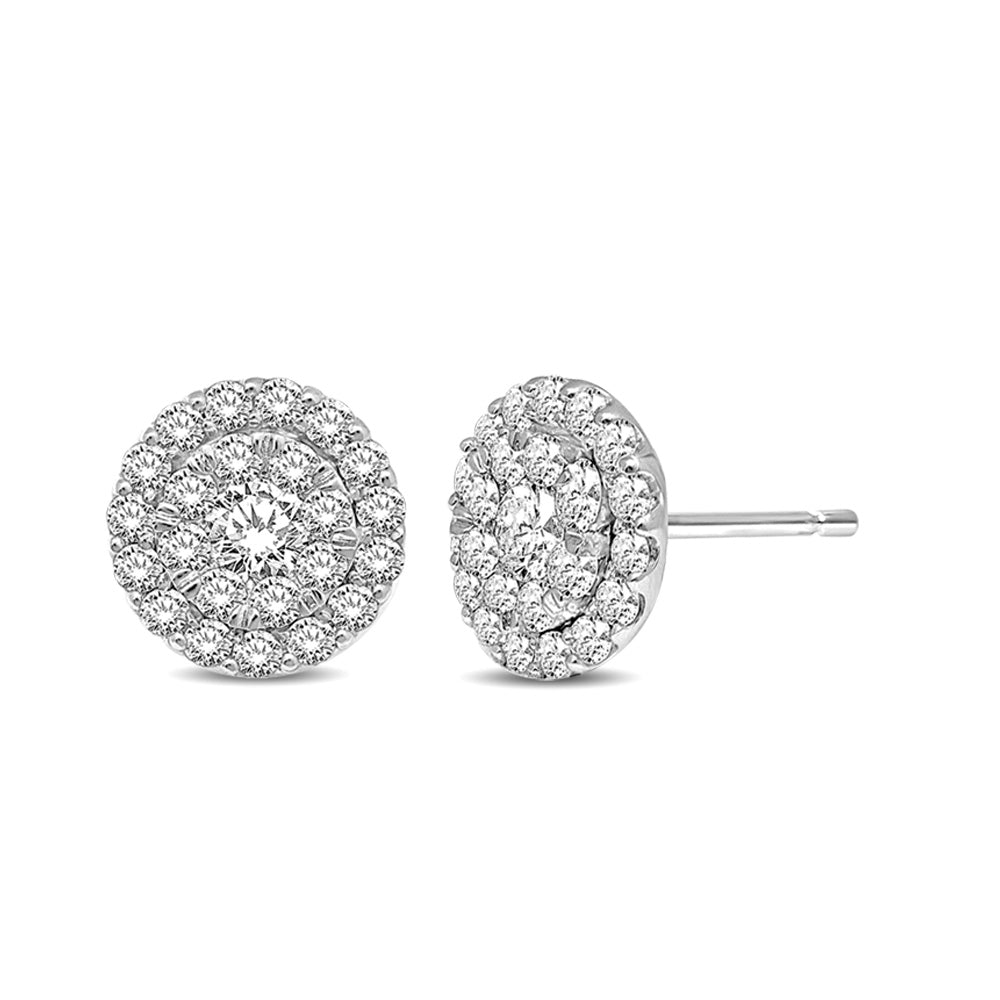 14K White Gold 1/2 Ctw Invisible Diamond Stud Earrings