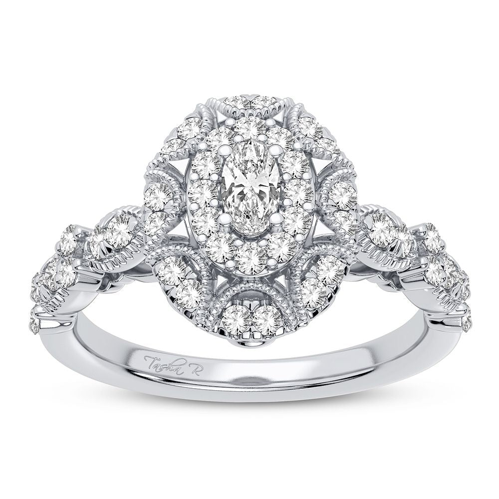 14K White Gold Beautiful 0.63Ct Diamond Engagement Ring