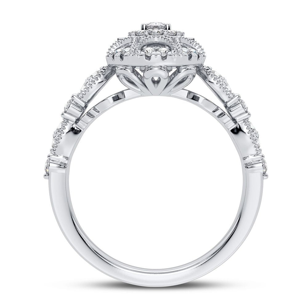 14K White Gold Beautiful 0.63Ct Diamond Engagement Ring