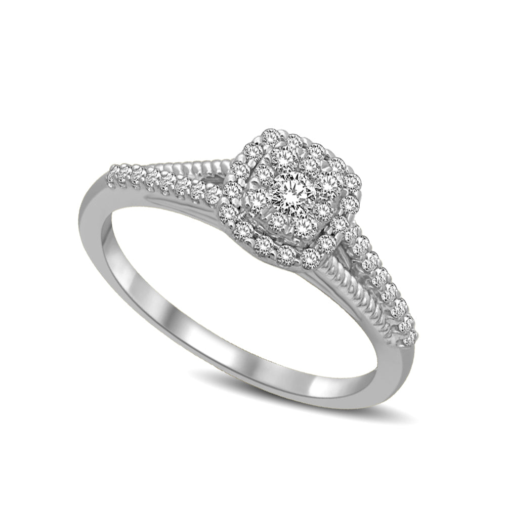 14K White Gold 1/3 Ct.Tw. Diamond Engagement Ring