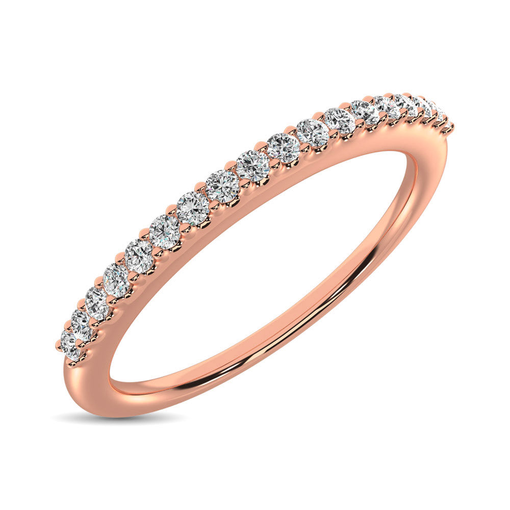 14K Rose Gold 1/10 ctw Diamond Wedding Band