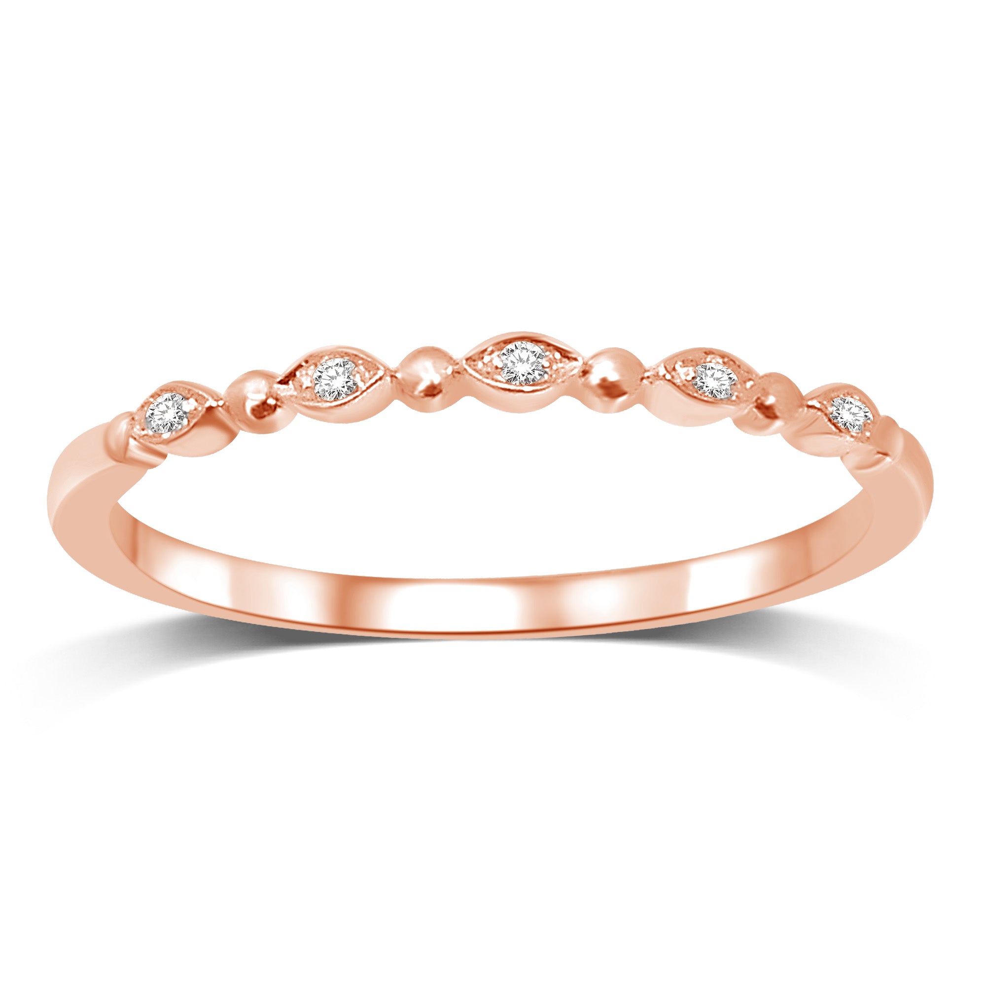 14K Rose Gold Diamond Accent Wedding Band