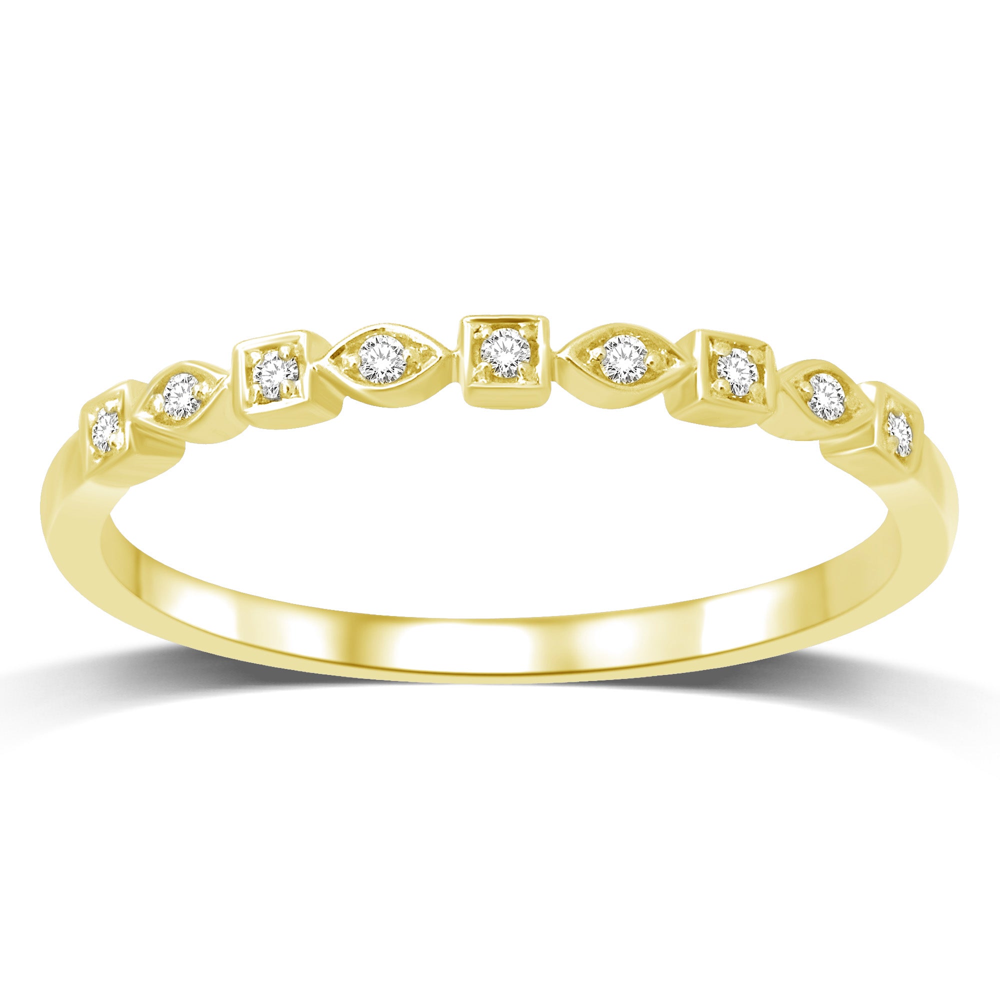 14K Yellow Gold 1/20 Ctw Diamond Wedding Band