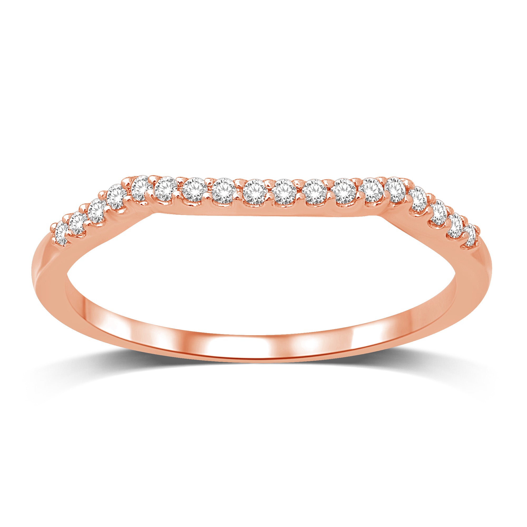 14K Rose Gold 1/10 Ctw Diamond Wedding Band