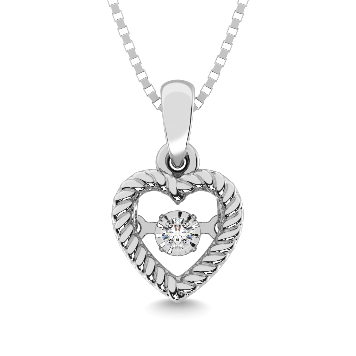 Sterling Silver Moving Diamond Accent Heart Pendant