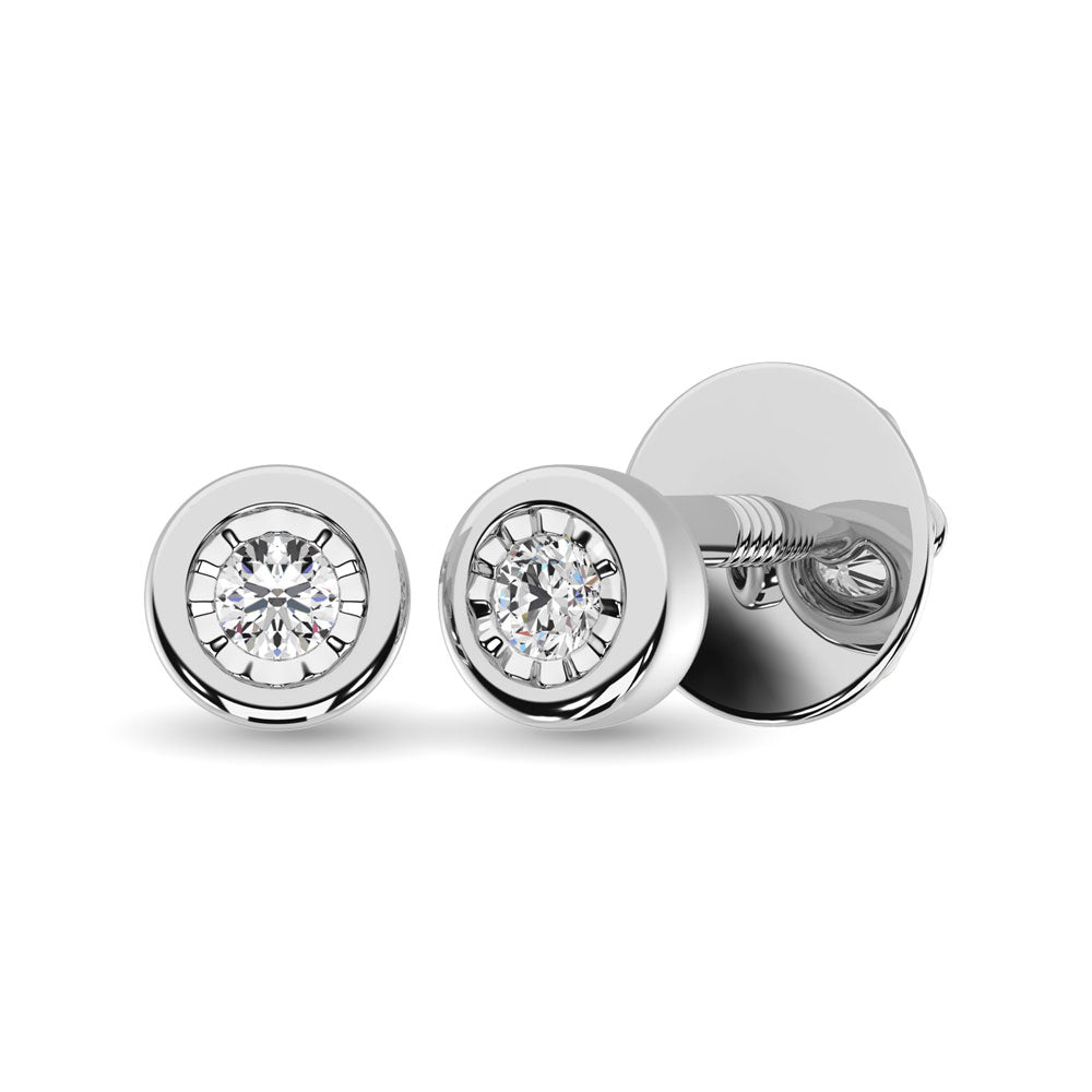 Diamond 1/10.Tw. Solitaire Studs in 10K White Gold