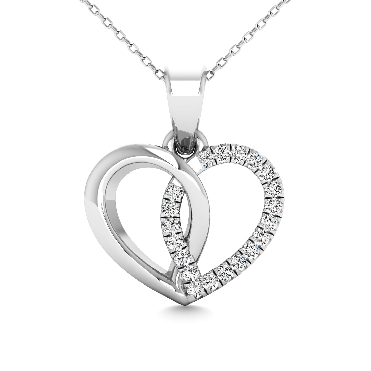 10K White Gold 1/20 Ctw Diamond Heart Pendant