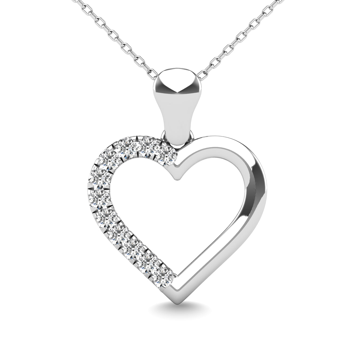 10K White Gold 1/10 Ctw Diamond Heart Pendant