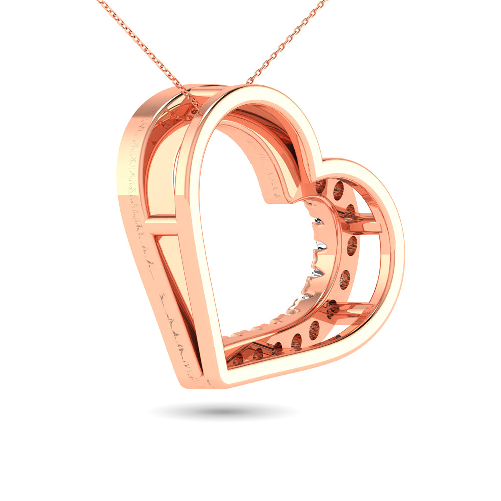 10K Rose Gold 1/10 Ctw Diamond Heart Pendant