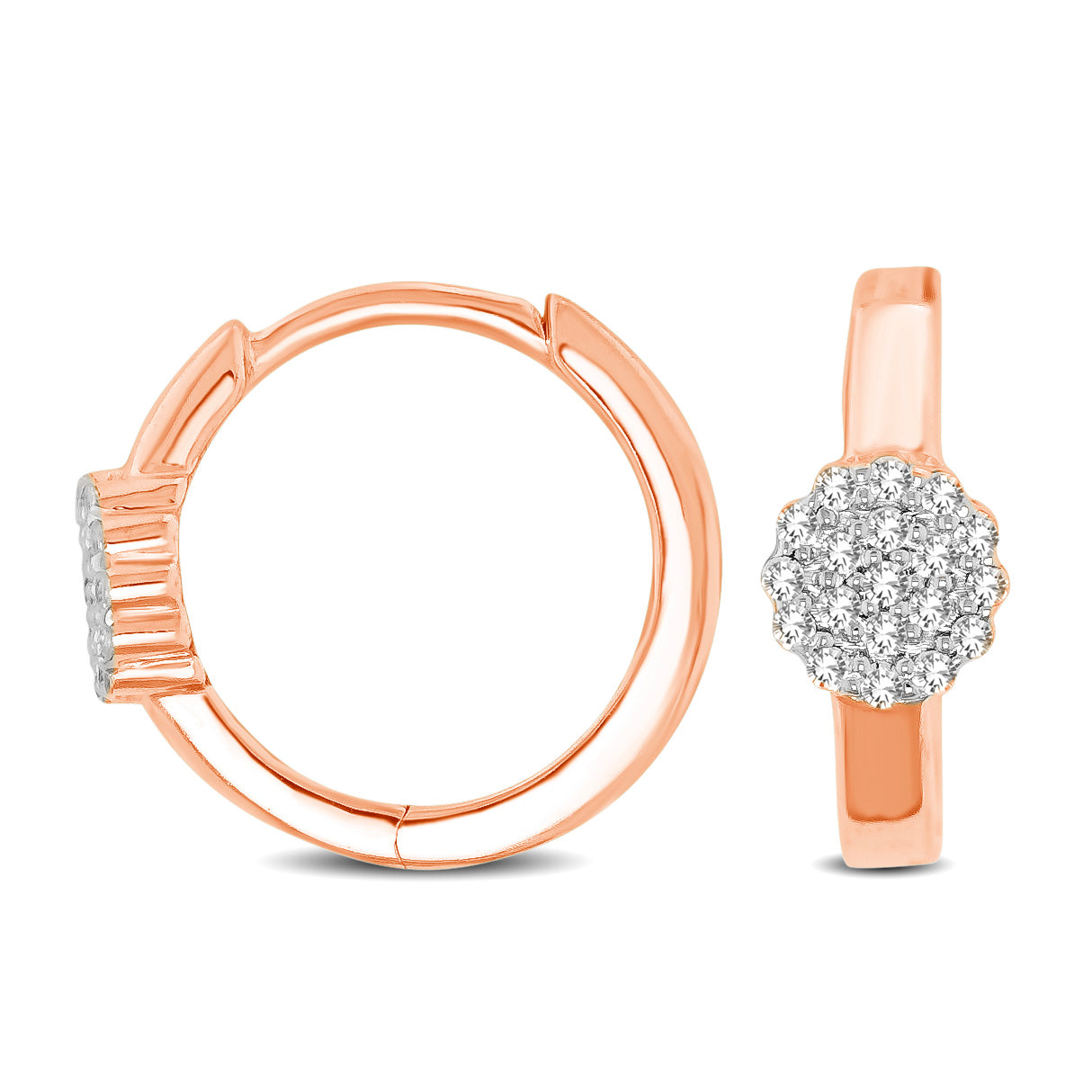 10K Rose Gold 1/10 Ctw Diamond Hoop Earrings