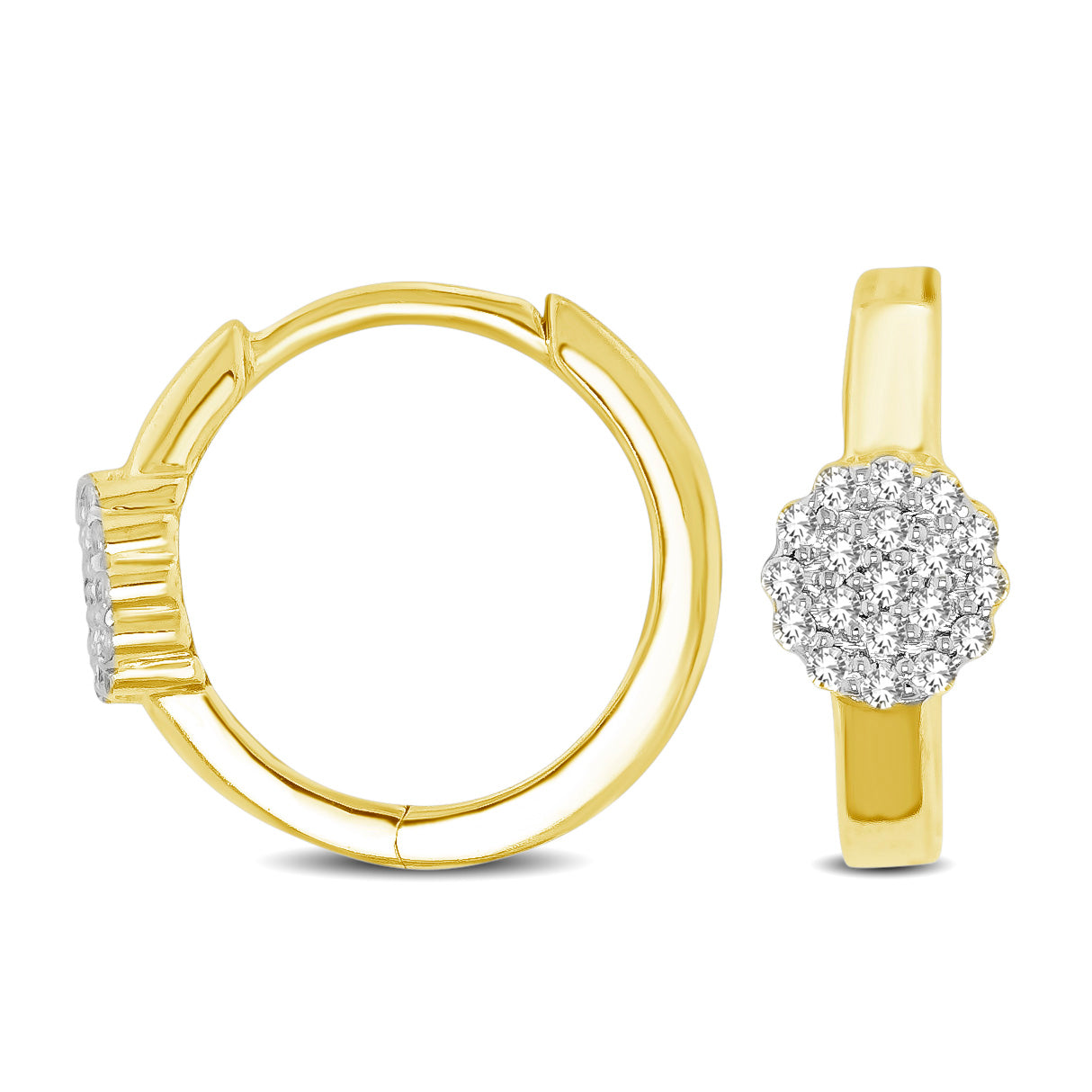 10K Yellow Gold 1/10 Ctw Diamond Hoop Earrings