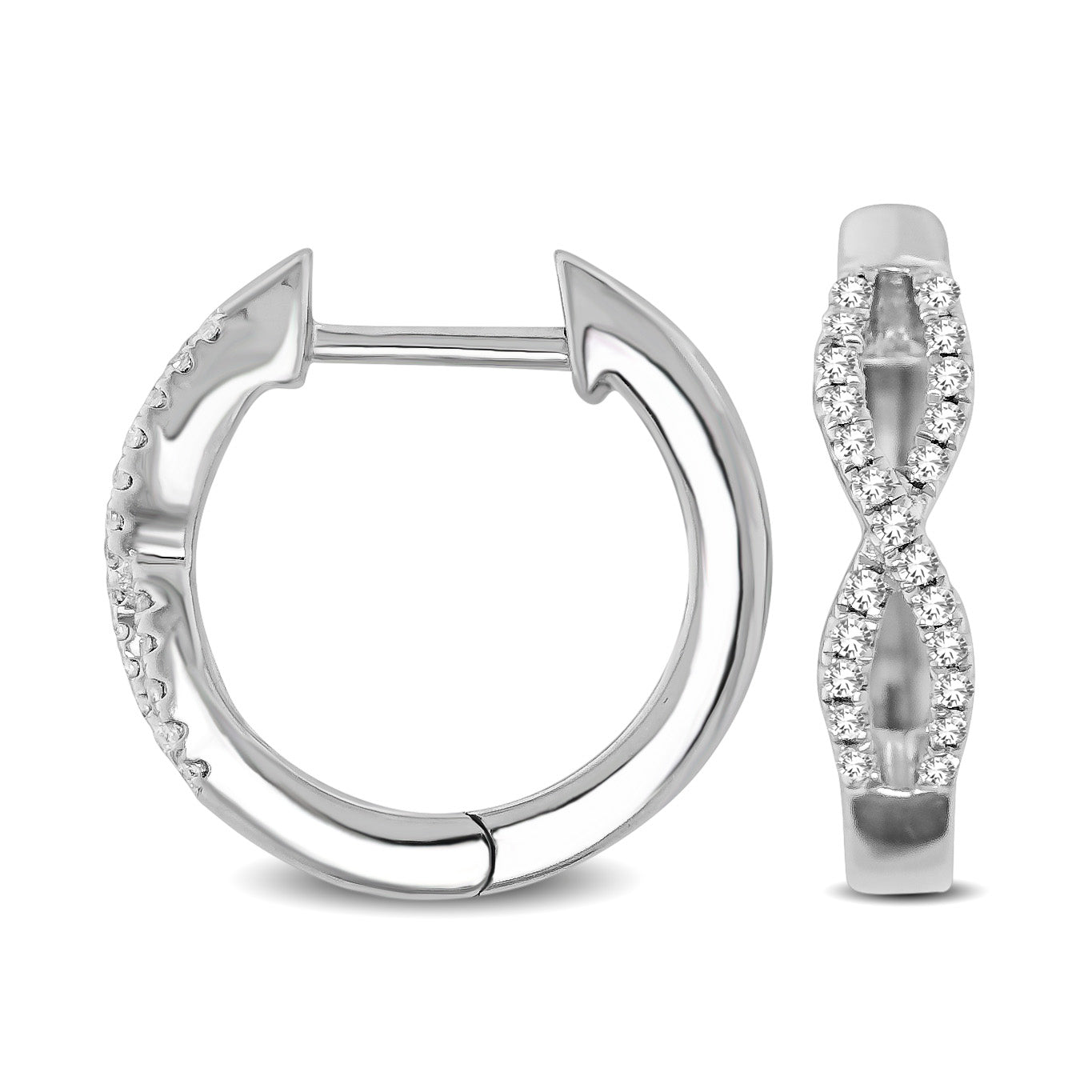 10K White Gold 1/6 Ctw Diamond Hoop Earrings