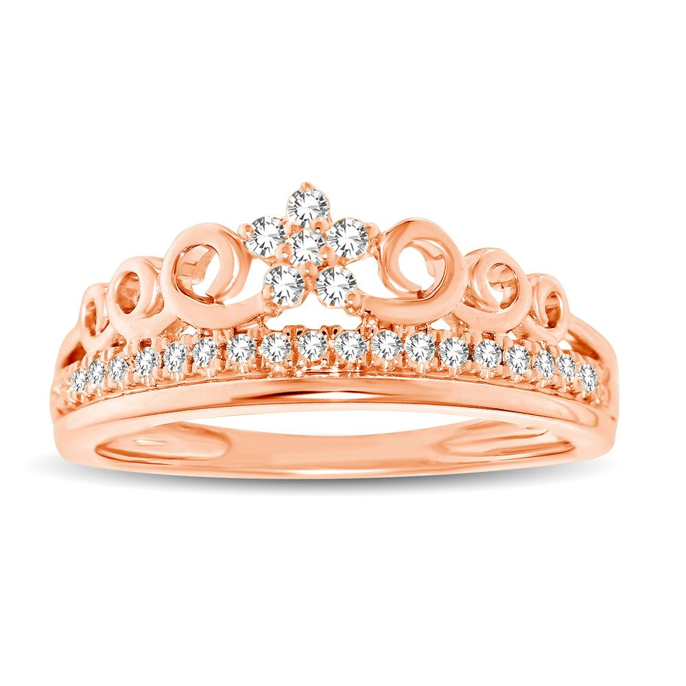 10K Rose Gold 1/5 Ctw Diamond Flower Ring