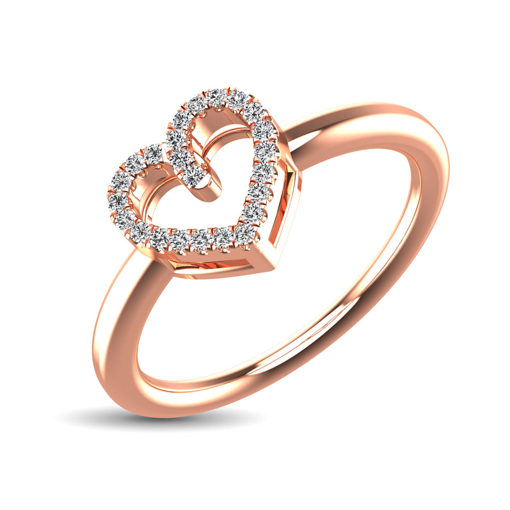 10K Rose Gold 1/20 Ctw Diamond Heart Ring